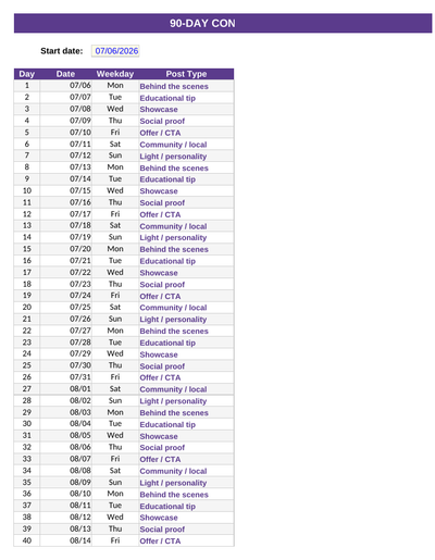 The 90-Day Local Business Content Calendar