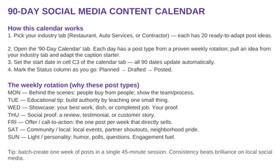 The 90-Day Local Business Content Calendar