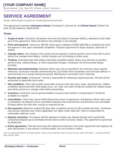 The Contractor Client Document Pack