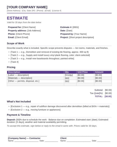 The Contractor Client Document Pack