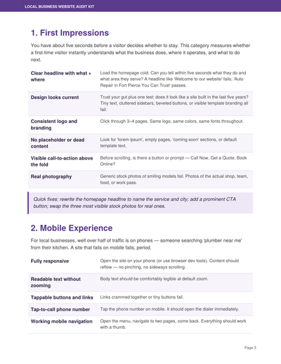 The Local Business Website Audit Kit