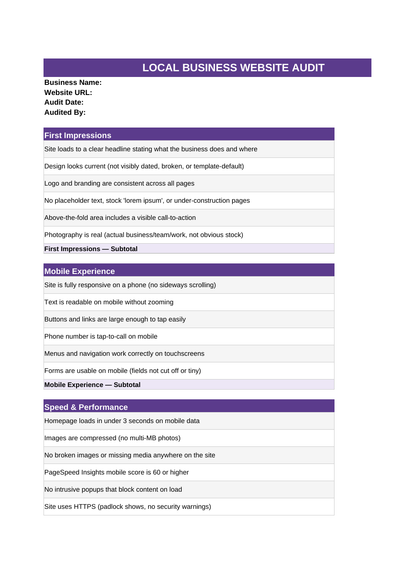 The Local Business Website Audit Kit